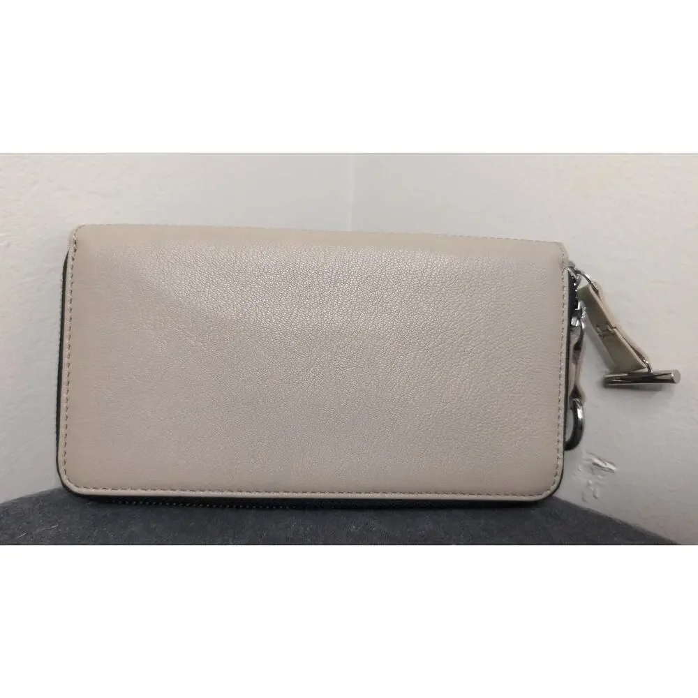 Thacker Camila taupe gray plain basic single zip clutch wallet